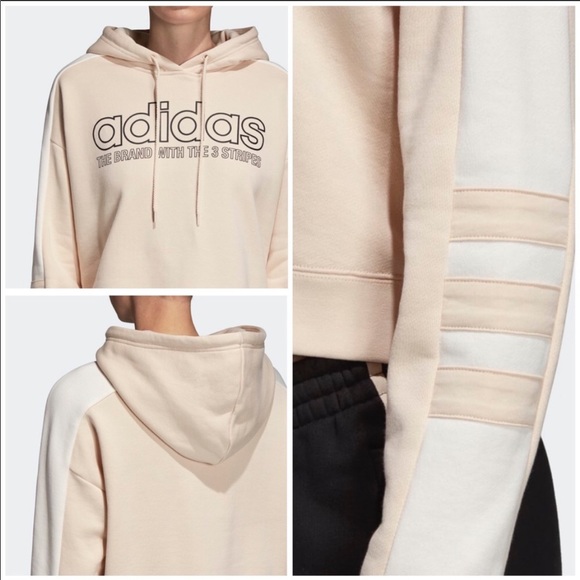 ADIDAS Neutral tan crop hoodie Sz. XS - Picture 2 of 8